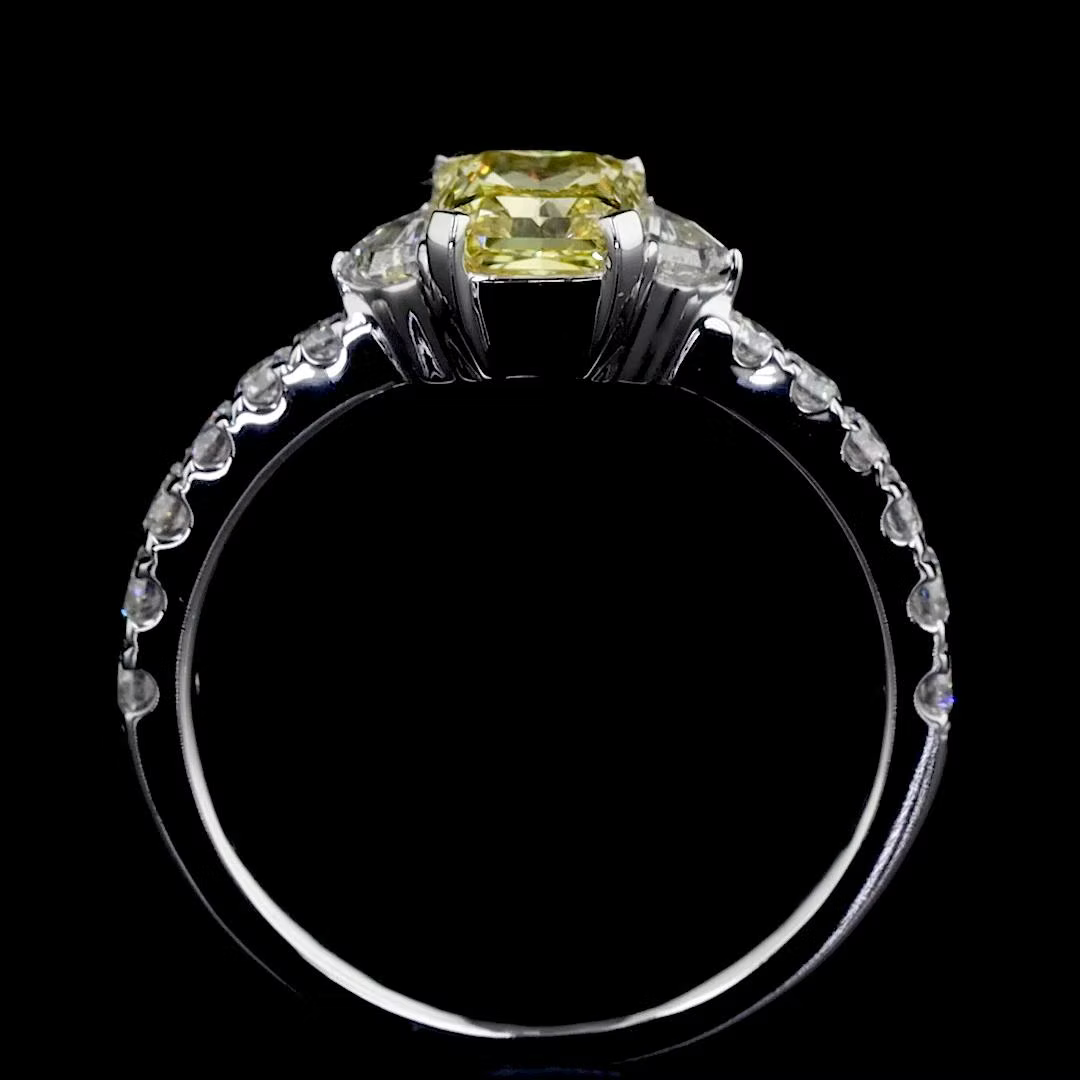 1.04 ct. Yellow Lab Diamond Side Stone Ring