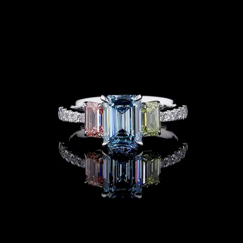 1.90 ct. Blue Lab Diamond 3-Piece Ring