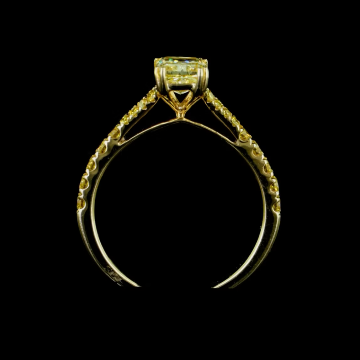 10.02 ct. Yellow Lab Diamond Solitaire(Pavé) Ring