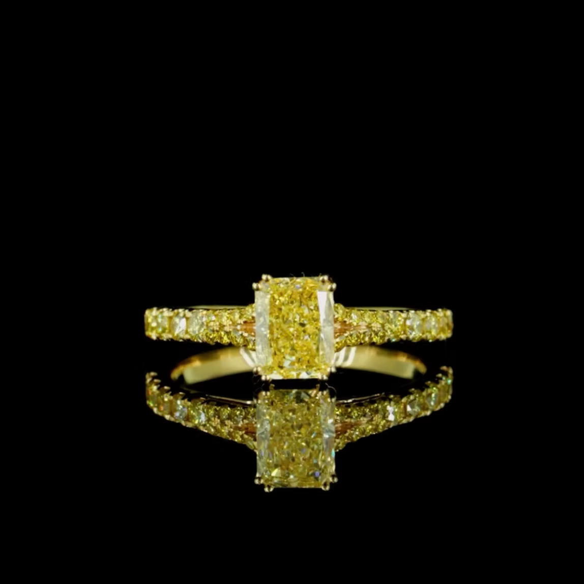 10.02 ct. Yellow Lab Diamond Solitaire(Pavé) Ring