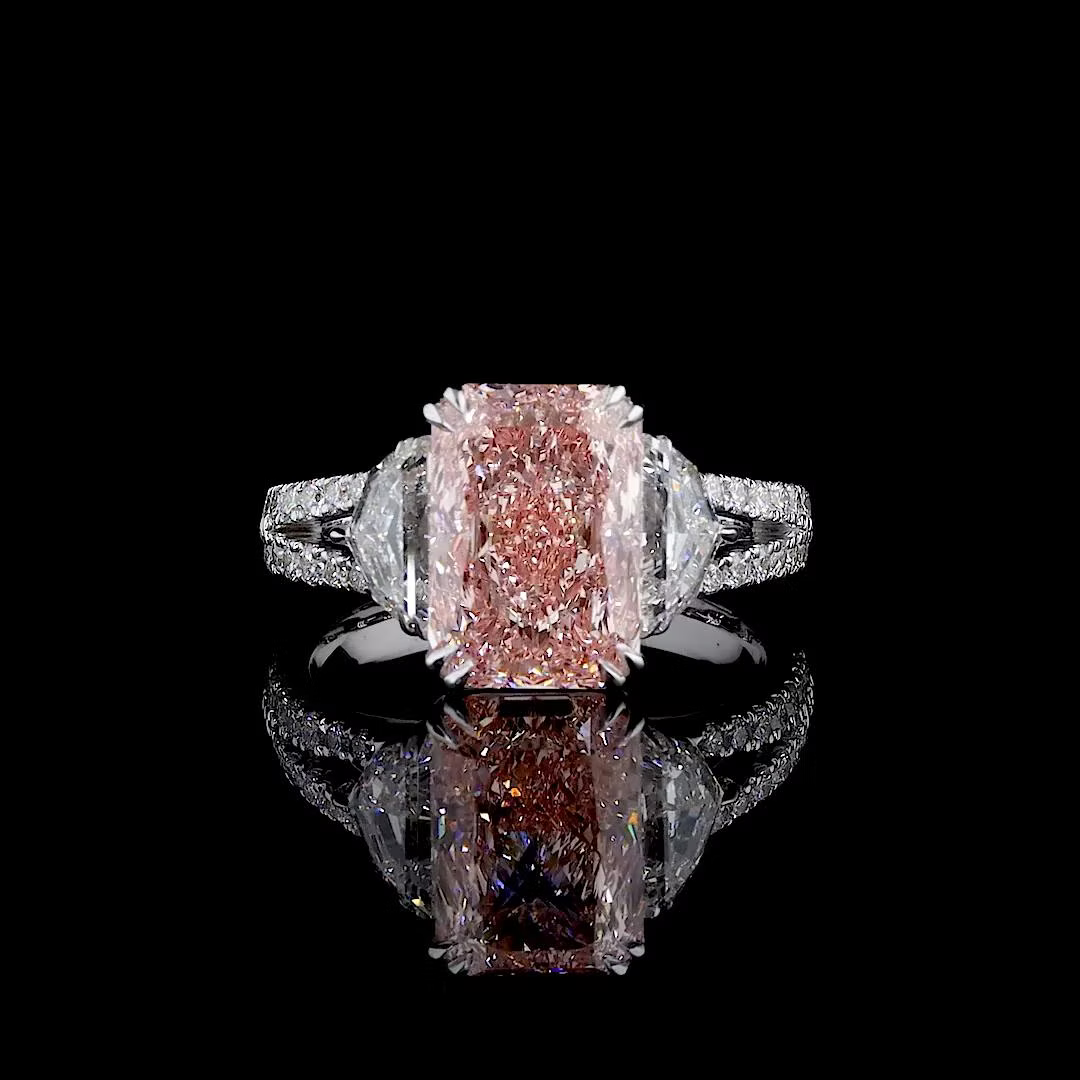 4.3 ct. Pink Lab Diamond Side Stone Ring