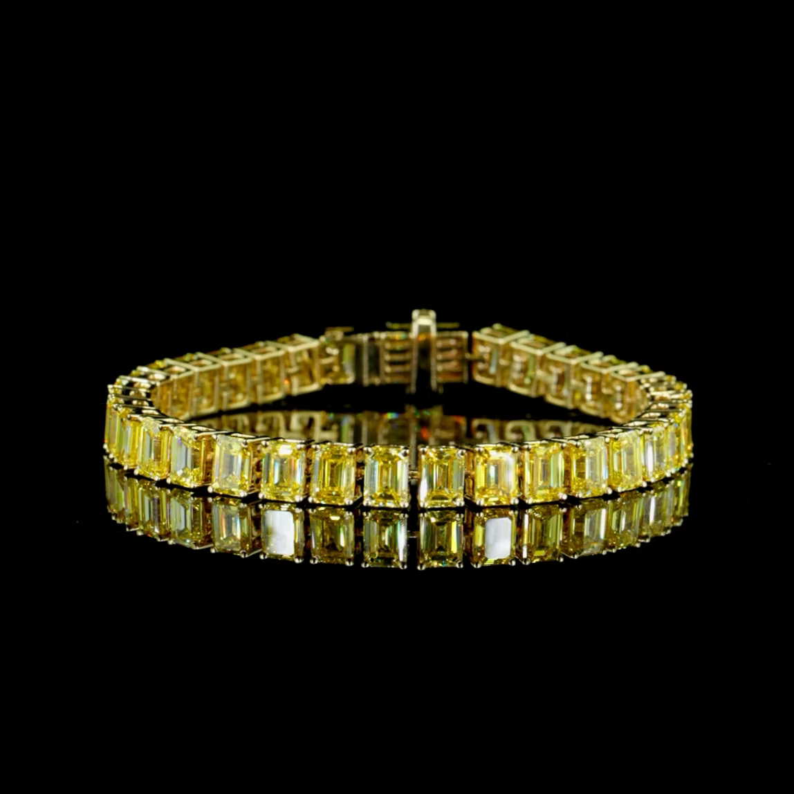 20 ct. Yellow Emerald Cut Lab Diamond Tennis Bracelet