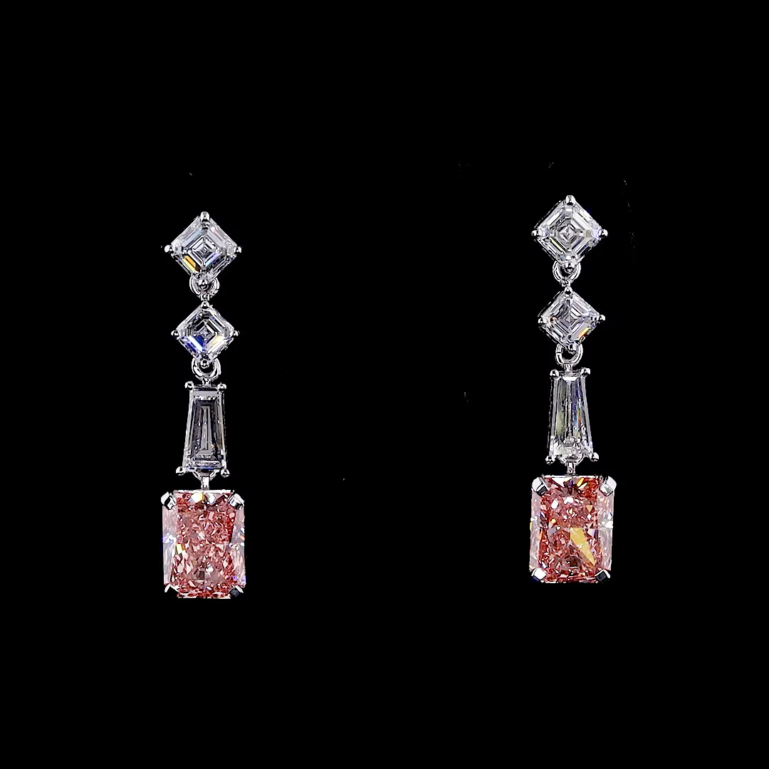 4.06 ct. Pink Lab Diamond Drop Earrings