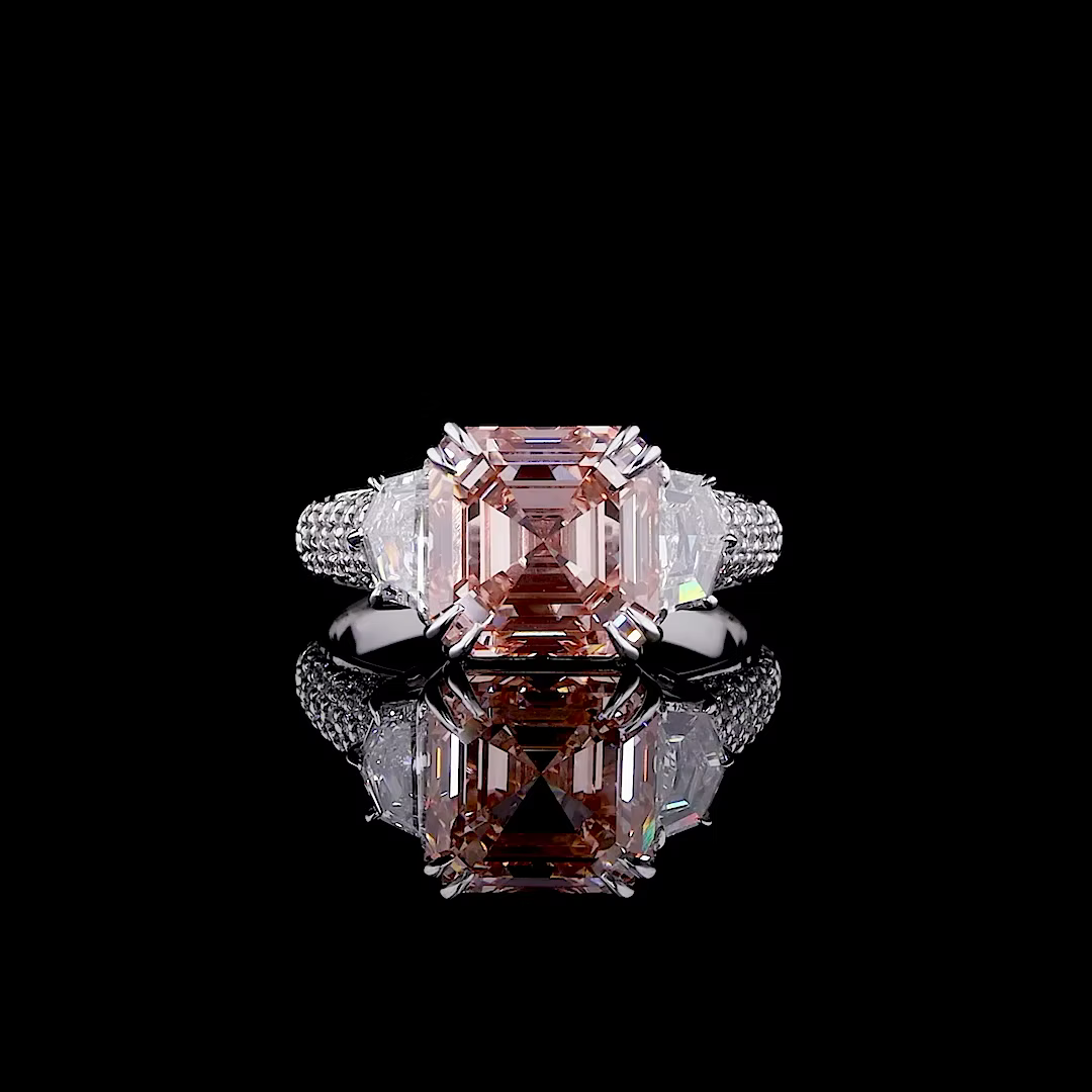 5.02 ct. Pink Lab Diamond Side-Stone Ring