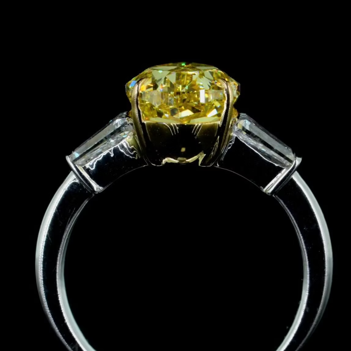 5 ct. Yellow Lab Diamond Side-Stone Ring