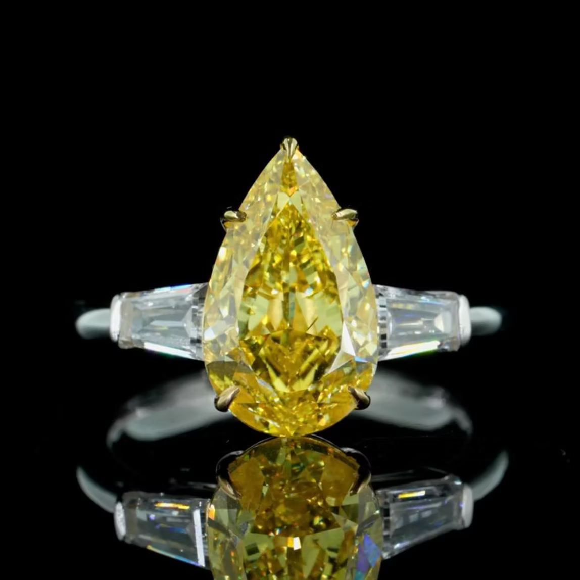 5 ct. Yellow Lab Diamond Side-Stone Ring