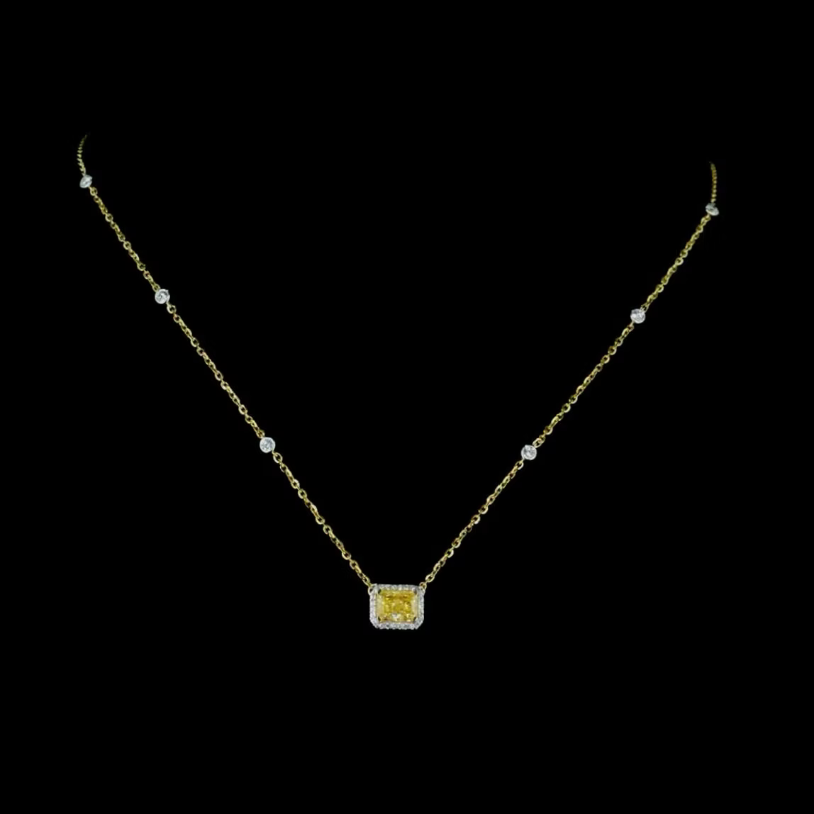 1.29 ct. Yellow Lab Diamond Halo Pendant