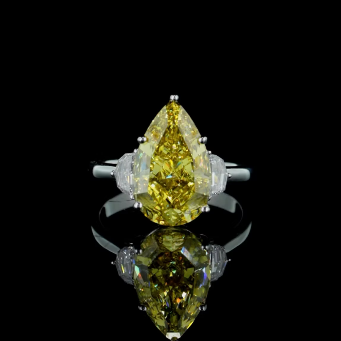 6.02 ct. Yellow Lab Diamond Side Stone Ring