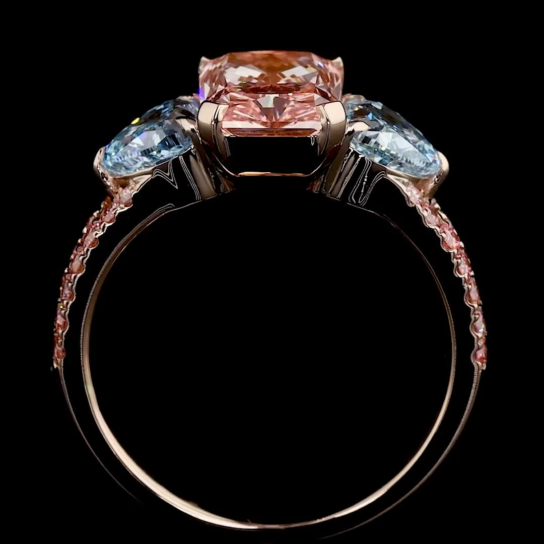 3.08 ct. Pink Lab Diamond 3-Piece Ring