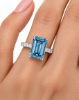 5.08 ct. Blue Emerald-Cut Lab Diamond Solitaire Ring