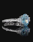 2.07 ct. Blue Oval Lab Diamond Three-Stone Ring