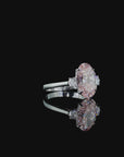 4.06 ct. Pink Oval Lab Diamond Three-Stone Ring