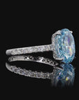 3.06 ct. Blue Oval Lab Diamond Halo Ring
