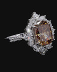 5.03 ct. Brown Cushion Lab Diamond Halo Ring