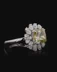 4.06 ct. Yellow Cushion Lab Diamond Halo Ring