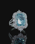 10.30 ct. Blue Lab Diamond Halo Ring