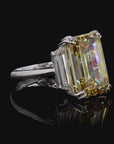 10.02 ct. Yellow Emerald Lab Diamond Three-Stone Ring