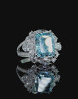 8.08 ct. Blue Lab Diamond Cluster Halo Ring