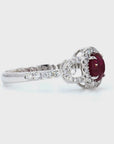 1.01 ct. Red Natural Ruby Halo Ring