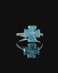 3.38 ct. Blue Lab Diamond 4-Piece Floral Ring