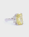 5.27 ct. Yellow Radiant Lab Diamond Three-Stone Ring