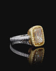 6.55 ct. Yellow Cushion Lab Diamond Solitaire Ring
