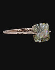 3.68 ct. Green Cushion Natural Diamond Solitaire Ring