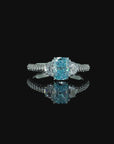 1.08 ct. Blue Lab Diamond Side Stone Ring