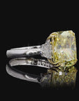 5.52 ct. Yellow Cushion Lab Diamond Three-Stone Ring