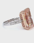 10.01 ct. Orange Pink Lab Diamond Rectangular Ring