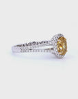 1.32 ct. Yellow Oval Natural Diamond Halo Ring