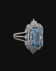 10.12 ct. Blue Radiant Lab Diamond Halo Ring