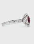 1.01 ct. Red Oval Natural Ruby Halo Ring