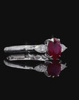 1.01 ct. Red Oval Natural Ruby Three-Stone Ring
