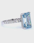 5.08 ct. Blue Emerald-Cut Lab Diamond Solitaire Ring