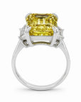 10.02 ct. Yellow Emerald Lab Diamond Three-Stone Ring