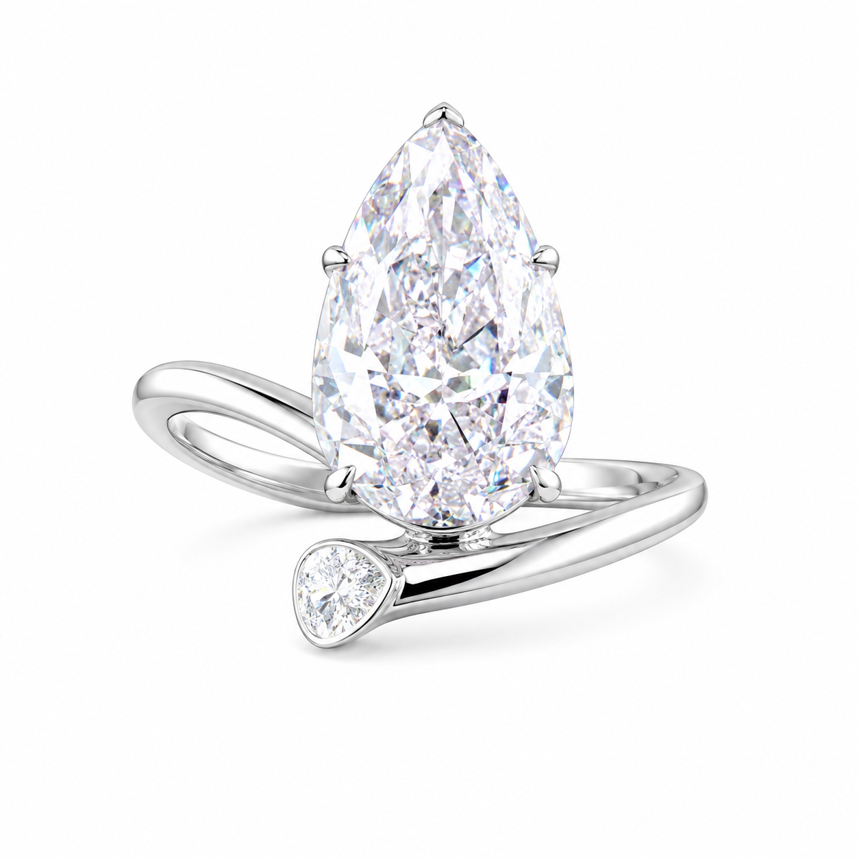 4.04 ct. Pink Pear Lab Diamond Ring