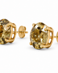 4.05 ct. Yellow Old Mine Round Lab Diamond Earrings