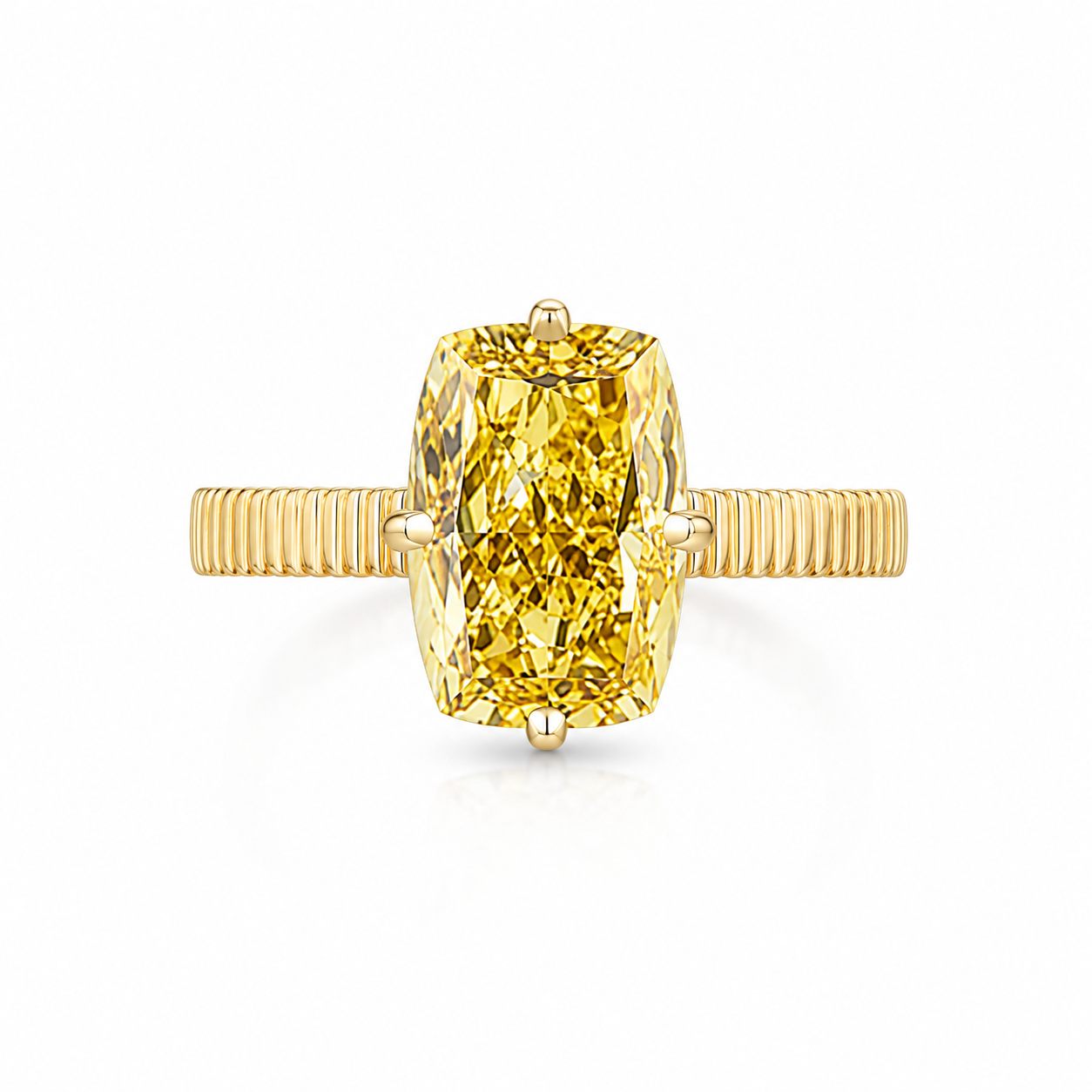 7.05 ct. Yellow Radiant Lab Diamond Solitaire Ring