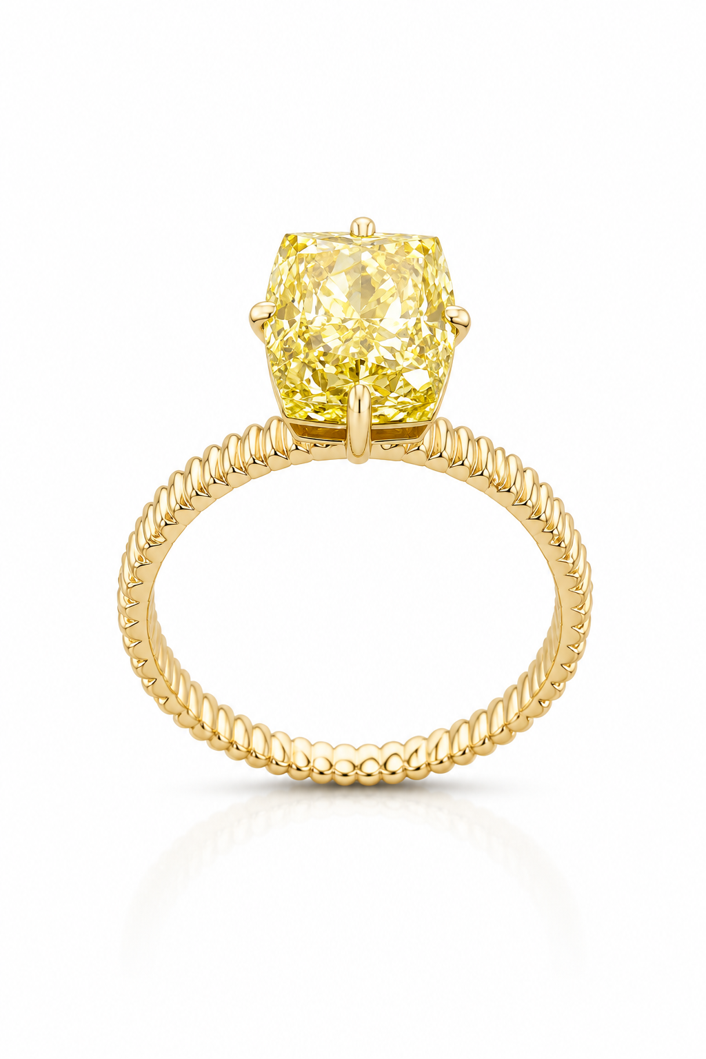7.05 ct. Yellow Radiant Lab Diamond Solitaire Ring