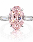 4.51 ct. Pink Oval Lab Diamond Three-Stone Ring