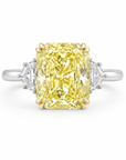 5.52 ct. Yellow Cushion Lab Diamond Three-Stone Ring