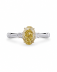 1.88 ct. Yellow Oval Lab Diamond Three-Stone Ring
