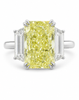 5.27 ct. Yellow Radiant Lab Diamond Three-Stone Ring