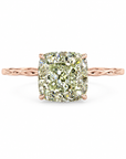 3.68 ct. Green Cushion Natural Diamond Solitaire Ring