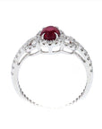 1.01 ct. Red Natural Ruby Halo Ring
