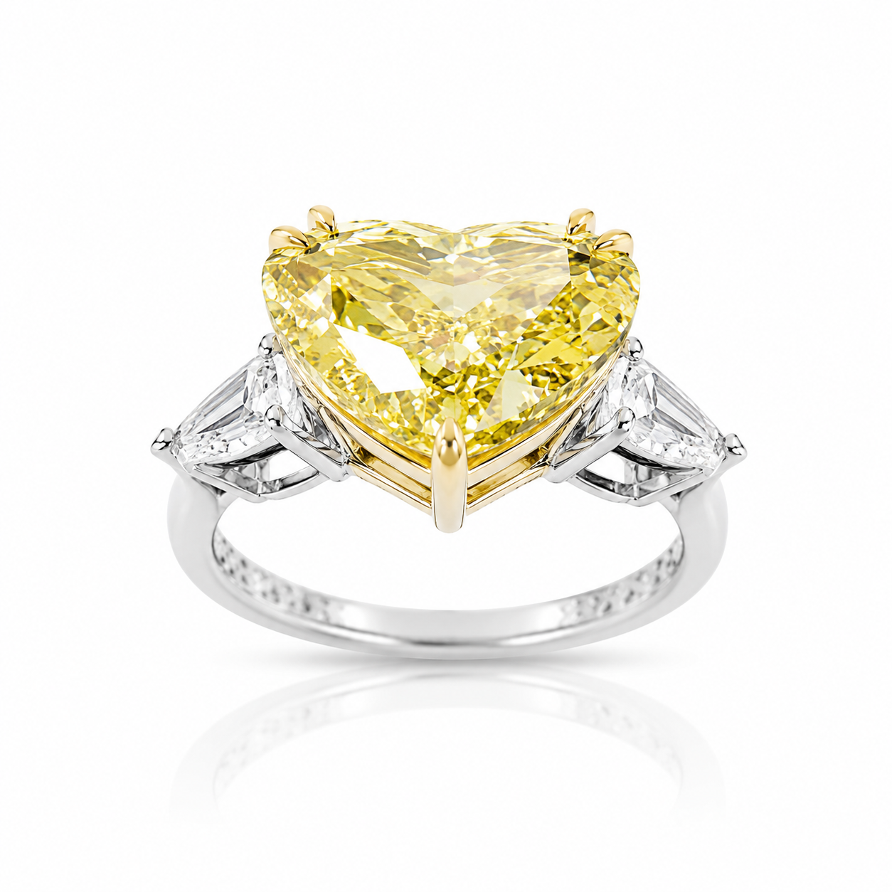 7.05 ct. Yellow Heart Lab Diamond Solitaire Ring