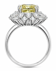 4.06 ct. Yellow Cushion Lab Diamond Halo Ring
