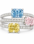 1.05 ct. Multicolored Radiant Lab Diamond Halo Ring