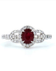 1.01 ct. Red Natural Ruby Halo Ring